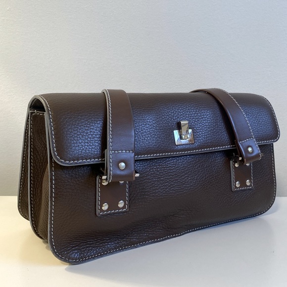 Lambertson Truex Handbags - Lambertson Truex leather handbag. Brown with blue trim.